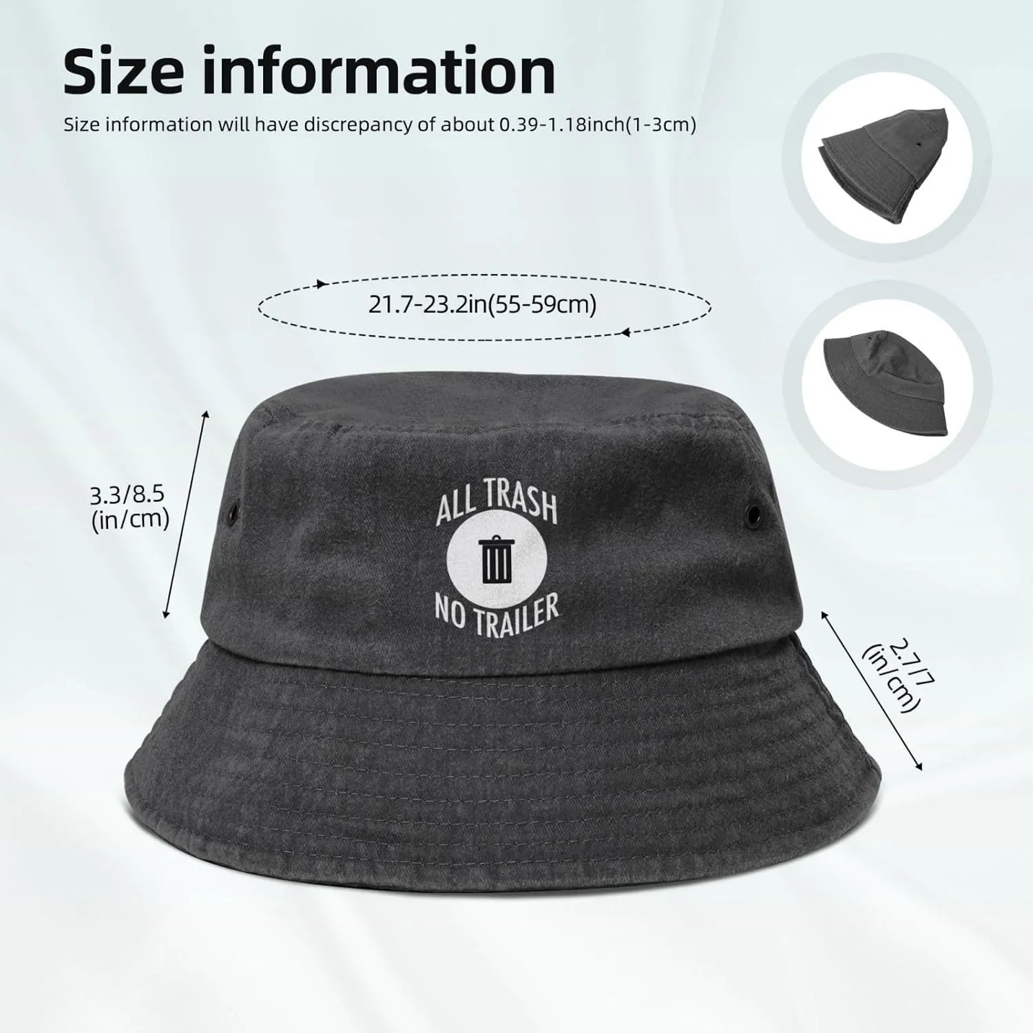 All Trash No Trailer Woman Mens Fisherman Hat Bucket Hat