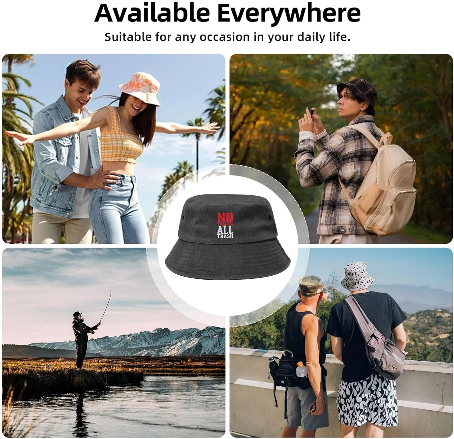 All Trash No Trailer Woman's Mans Fisherman Hat Sun Hat