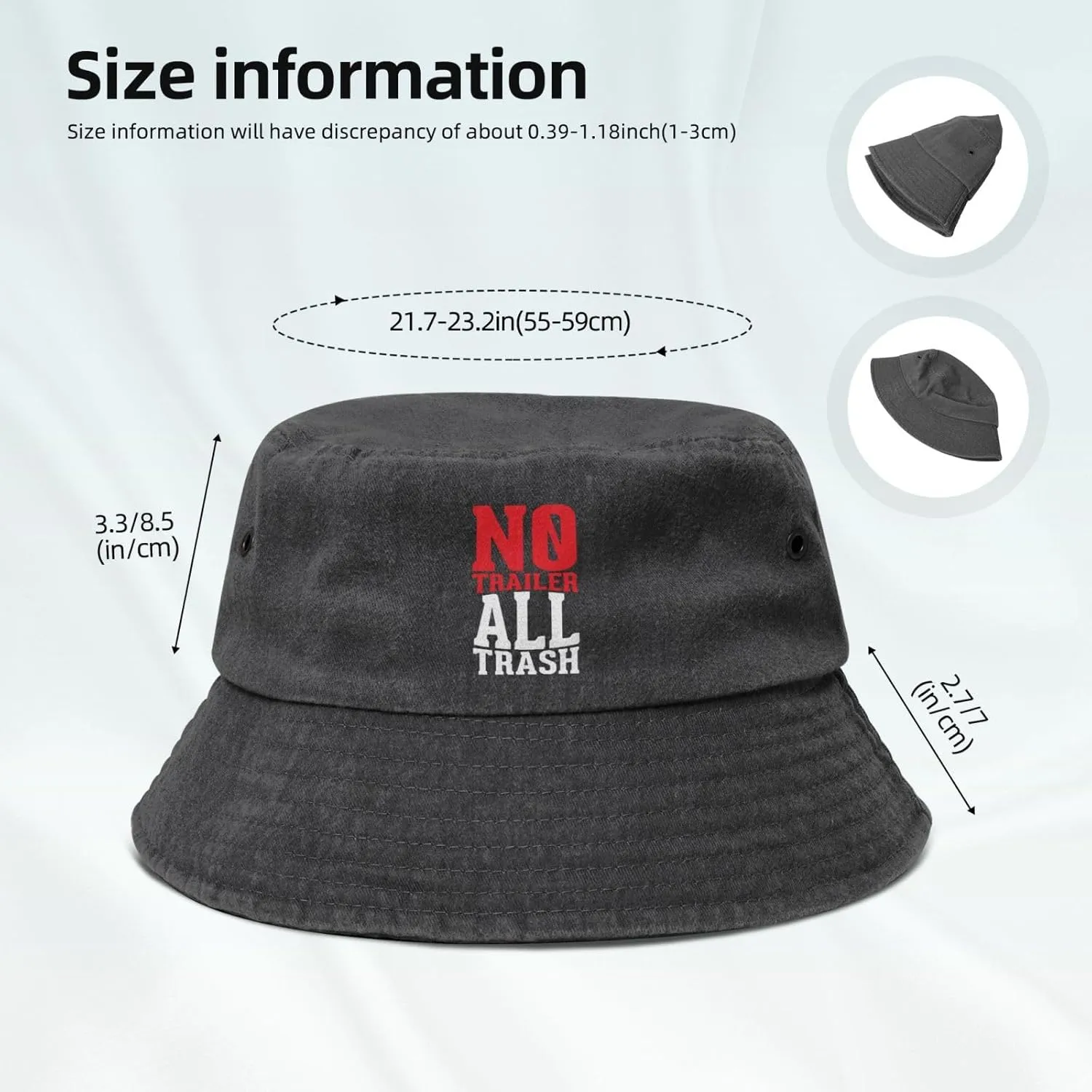All Trash No Trailer Woman's Mans Fisherman Hat Sun Hat