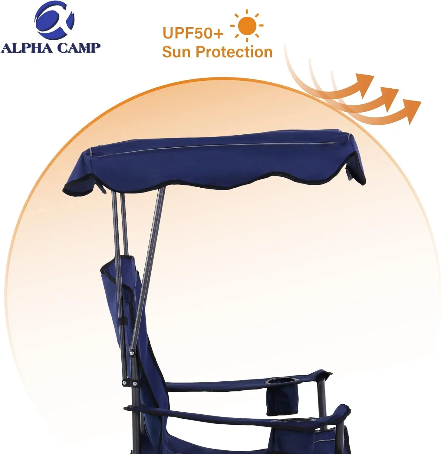 ALPHA CAMP Oversized Camping Chair with Shade Canopy, Folding Lawn Chairs