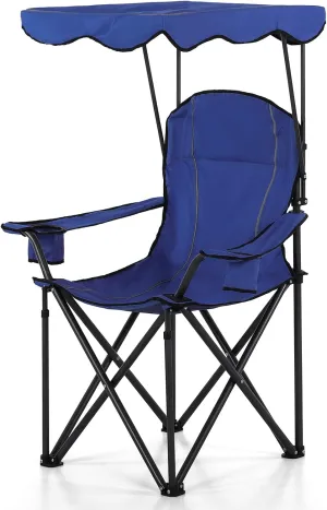 ALPHA CAMP Oversized Camping Chair with Shade Canopy, Folding Lawn Chairs