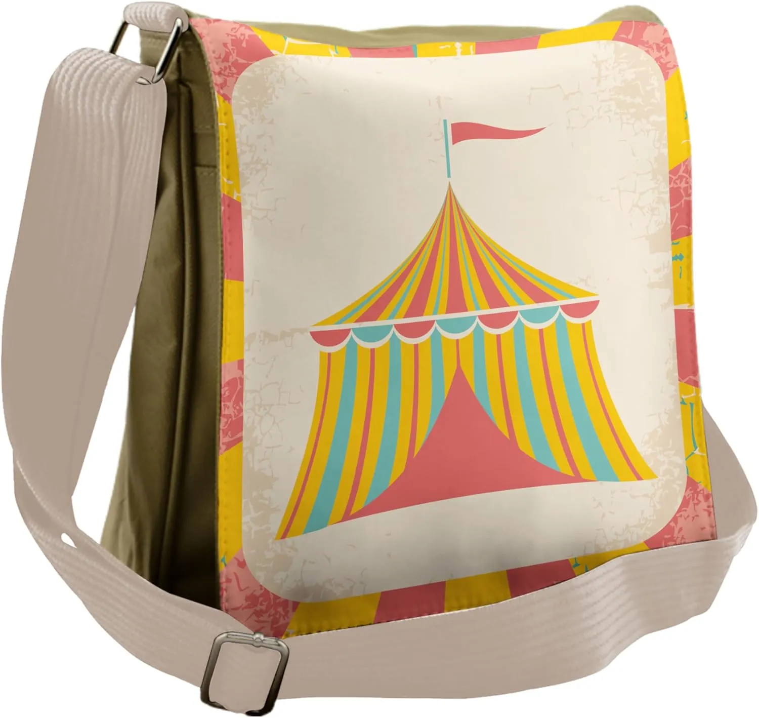 Ambesonne Vintage Messenger Bag, Circus Tent Grunge, Unisex Cross-body