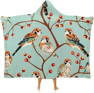 American Kestrel Pattern Wearable Hooded Blanket Warm Cozy Blanket Wrap Oversized Throw Cape