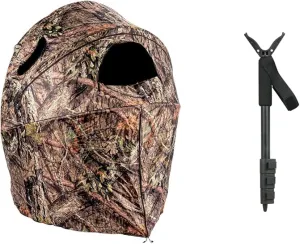 Ameristep Tent Chair Blind | 1-Person Hunting Blind in Mossy Oak Break-Up Country & Allen Company Monopod Turkey Hunting Shooting Stick - Adjustable Rifle Rest - Shooting Sticks