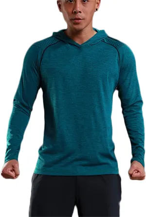 Andongnywell Men's Shirt with Hood Performance Long Sleeve Sun Protection Tshirt Lightweight Top Exercise Camping Clothes