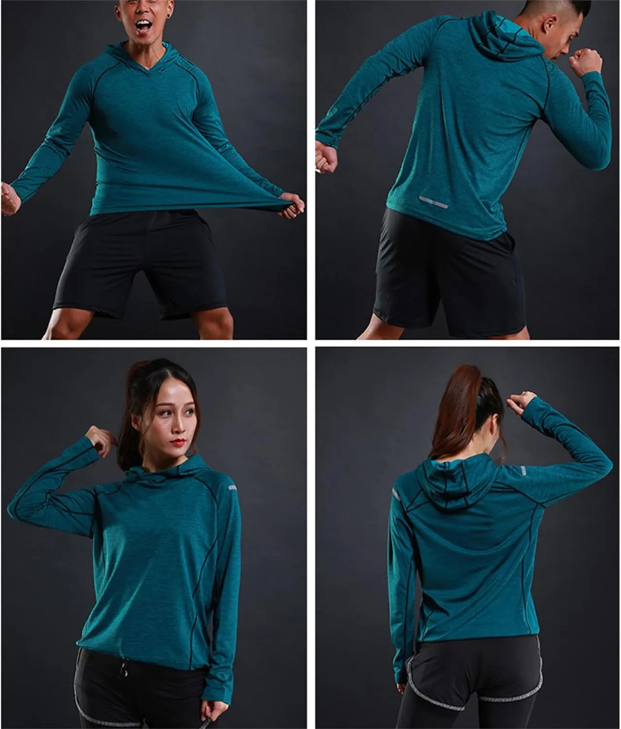 Andongnywell Men's Shirt with Hood Performance Long Sleeve Sun Protection Tshirt Lightweight Top Exercise Camping Clothes