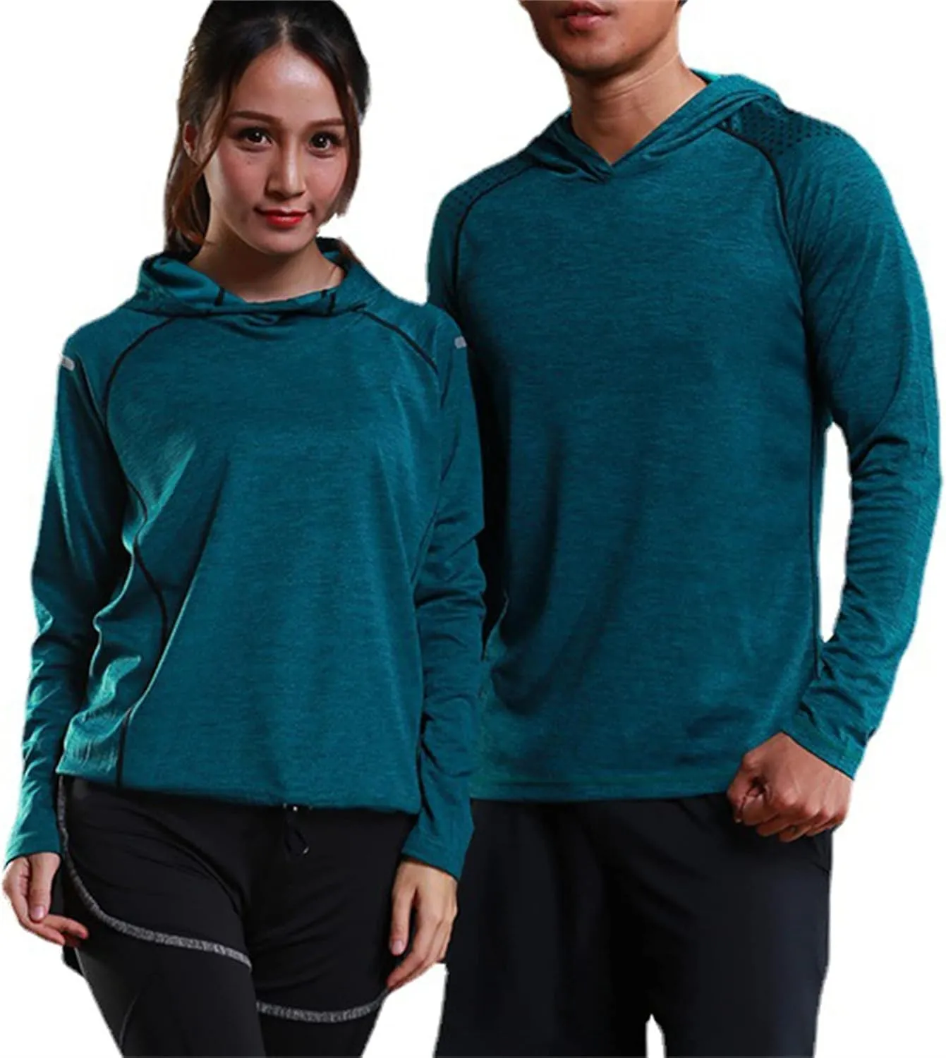 Andongnywell Men's Shirt with Hood Performance Long Sleeve Sun Protection Tshirt Lightweight Top Exercise Camping Clothes