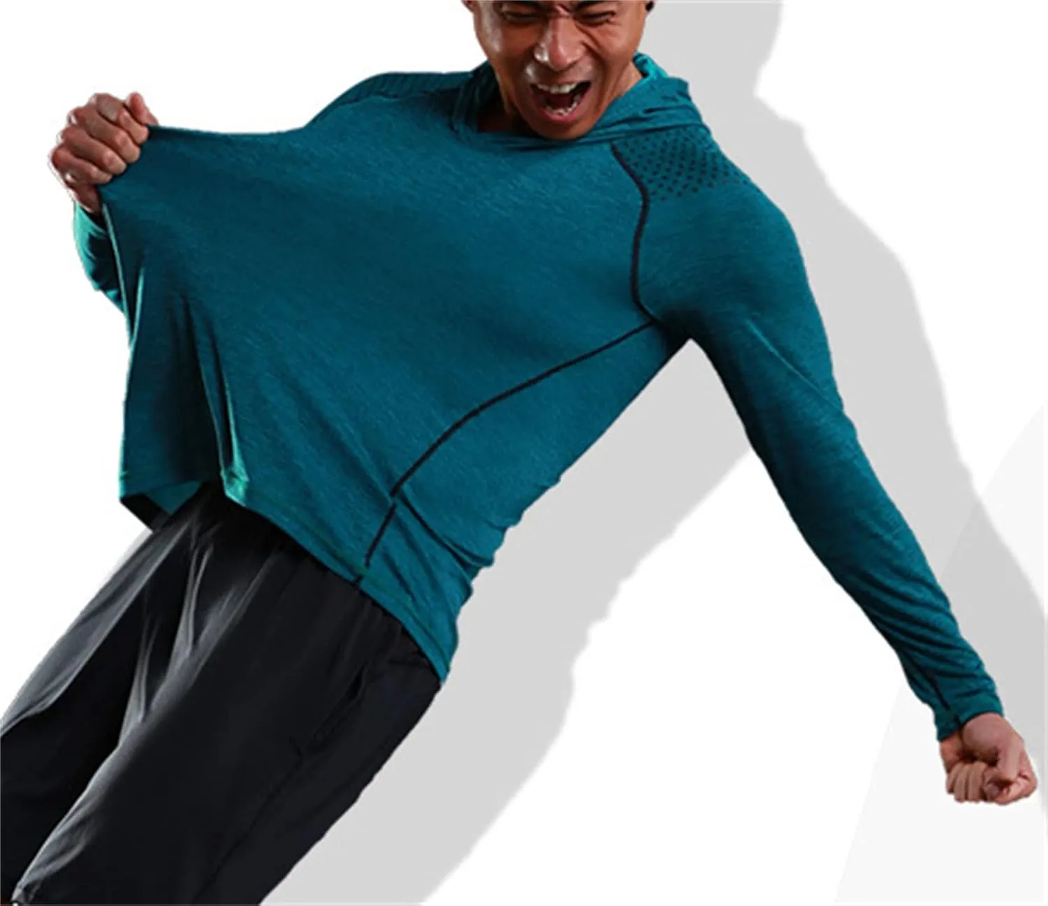 Andongnywell Men's Shirt with Hood Performance Long Sleeve Sun Protection Tshirt Lightweight Top Exercise Camping Clothes