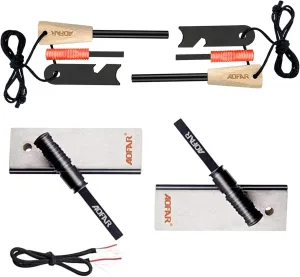 AOFAR Magnesium Fire Starter AF-382 (2-Pack) and AF-374 (2-Pack) Waterproof Fire Steel Pouch for Camping, Hiking, Hunting
