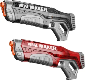 Artcool 2Pcs Powerful Fast Auto Suction Electric Water Gun,Full Auto 220  Continuous Water Pistol Up to 22-26FT Range,IP67 Waterproof Squirt Guns Long Battery Life(Black Red)