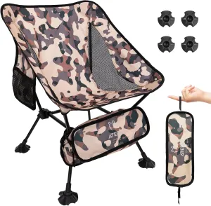 ATEPA Backpacking Chair, Ultralight Folding Portable Small Camping Chairs for Adults Compact Foldable Beach Seat with Anti-Sinking Feet & Aluminum Frame for Outdoor Hiking Travel Fishing