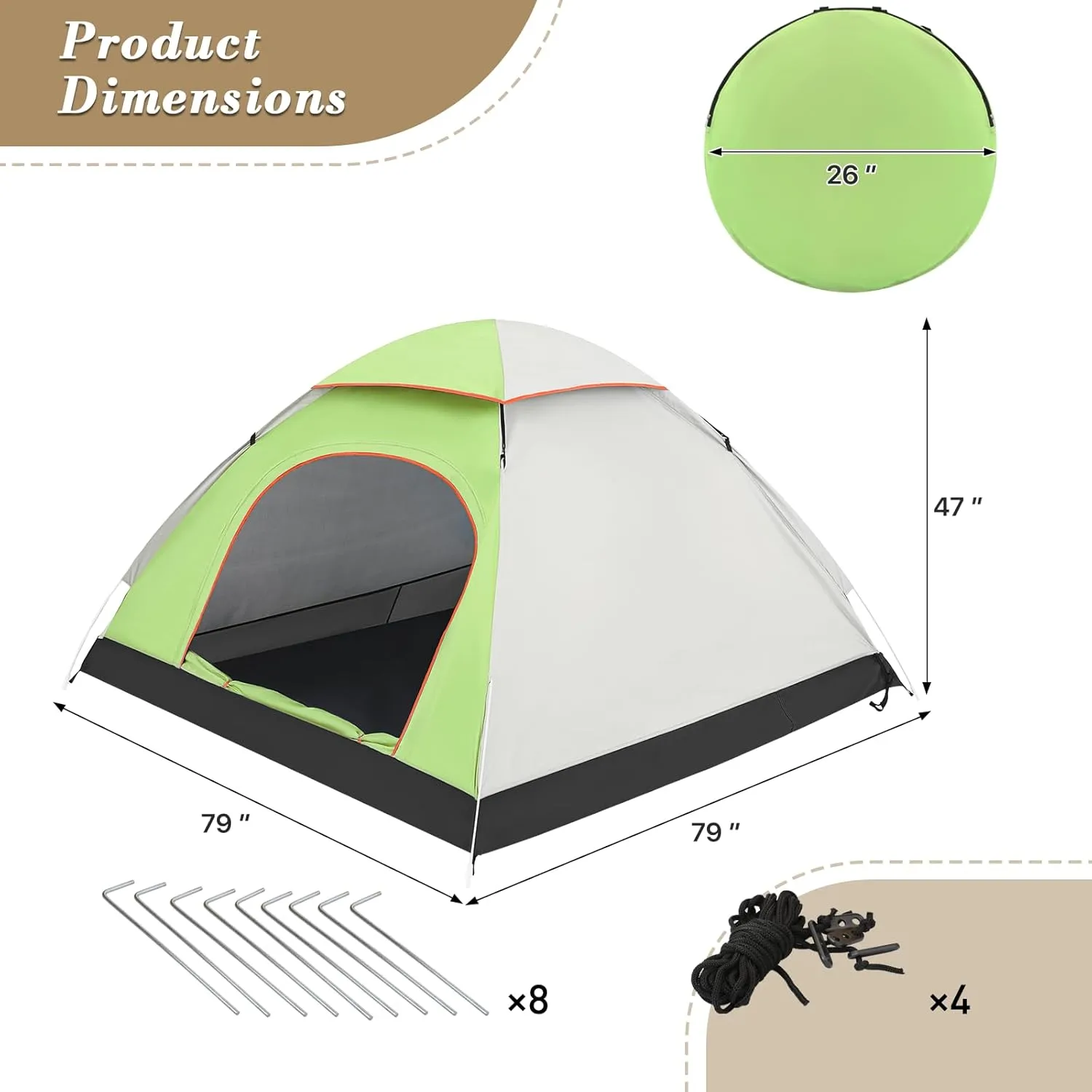 Athena Collection 1-2 Person Camping Dome Tent, Portable Backpacking Tent Easy Setup Travel Tent with Carry Bag, Outdoor All Seasons Tent Windproof Camping Equipment for Lawn Garden Park