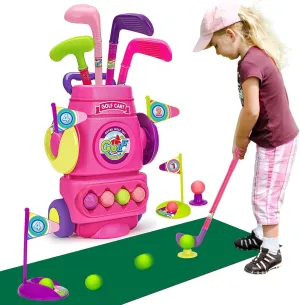 AugToy Toddler Golf Set- Upgraded Kids Golf Clubs with 4 Balls, 2 Practice Holes and 1 Putting Mat, Indoor & Outdoor Sport Toys for Toddlers 2 3 4 5  Years Old, Educational Mini Golf Play Set, Medium