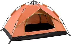 Automatic Pop Up Tent Family Camping Tent 2-3-4 Person Portable Tent Spring Type Fast Open Waterproof Windproof for Camping Hiking Mountaineering (Blue Width 1.5m) (Orange Width 2m)