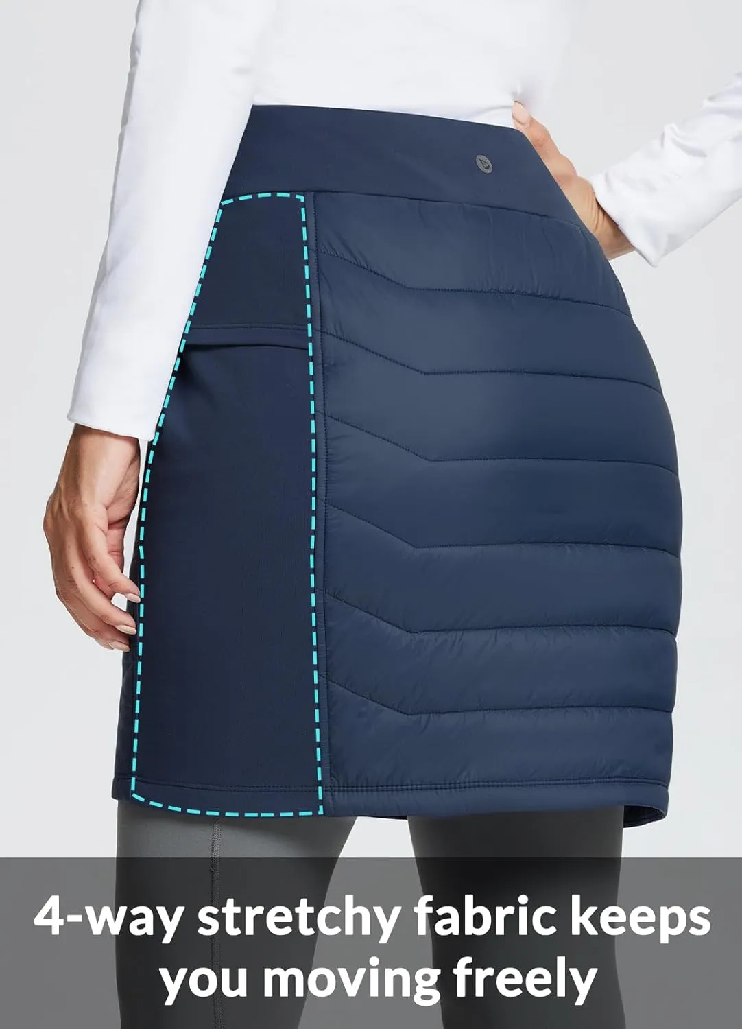 baleaf Women's 17" Puffer Quilted Skirt Lightweight Insulated Warm Snow Skirts Hiking Running Golf Outdoors