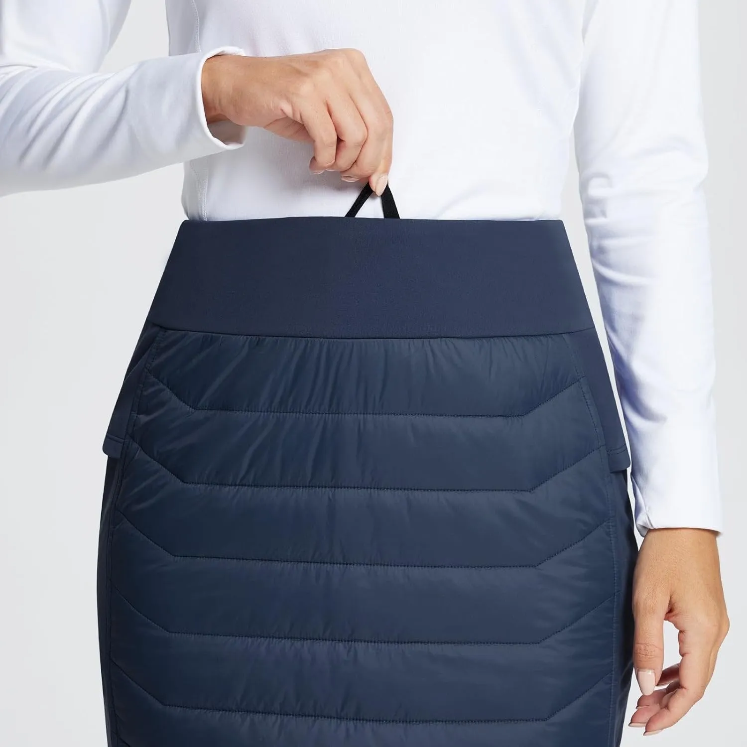 baleaf Women's 17" Puffer Quilted Skirt Lightweight Insulated Warm Snow Skirts Hiking Running Golf Outdoors