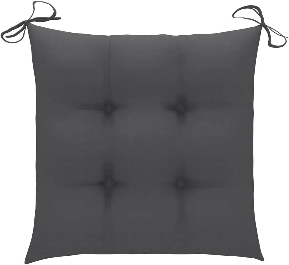 Bamboo Folding Patio Chairs 2 Pack with Anthracite Cushions, Outdoor Furniture Foldable Dining Chairs for Garden Pool Beach Camping