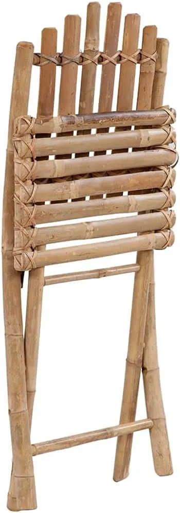 Bamboo Folding Patio Chairs 2 Pack with Anthracite Cushions, Outdoor Furniture Foldable Dining Chairs for Garden Pool Beach Camping