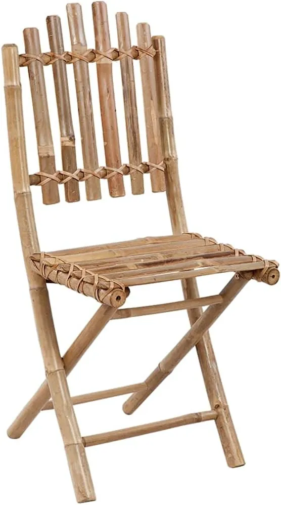 Bamboo Folding Patio Chairs 2 Pack with Anthracite Cushions, Outdoor Furniture Foldable Dining Chairs for Garden Pool Beach Camping