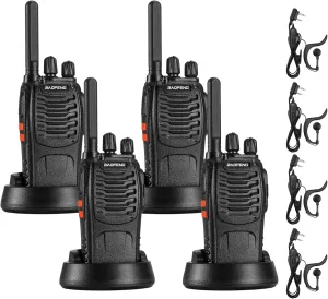 BAOFENG BF-88ST Walkie Talkies for Adults Long Range - 4 Pack, Portable Two Way Radio with Hands Free VOX USB Charging, Rechargeable Radios Walkie Talkies with Earpieces