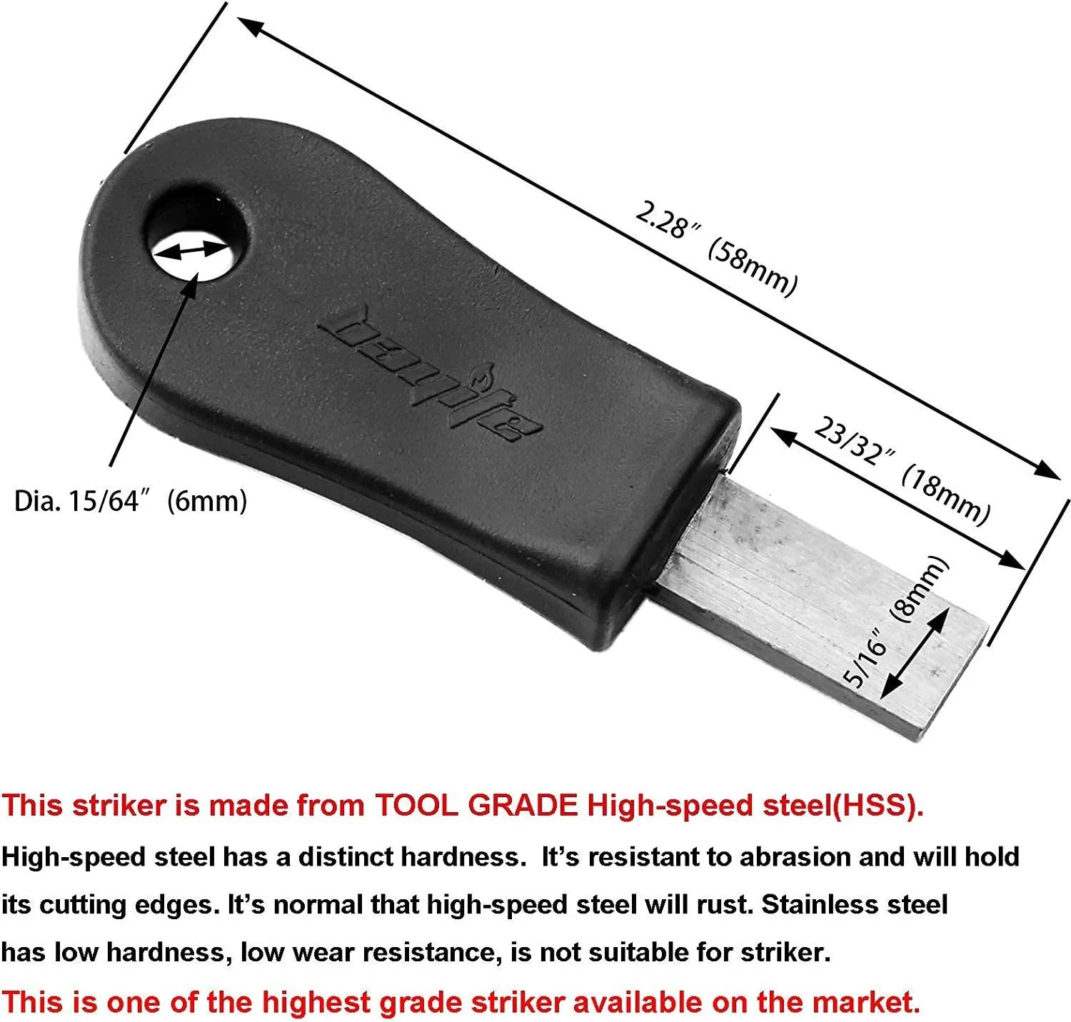 bayite Pack of 3/5/10 Striker-Pro High Speed Steel Striker for Ferro Rod Fire Starter