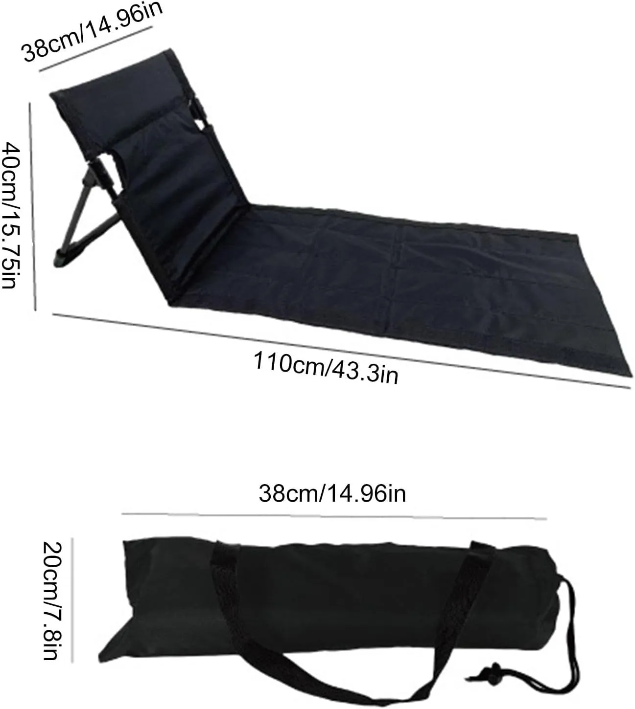 Beach Lounge Chair, Reclining Beach Mat, Camping Folding Chair, Beach Mat with Back Rest, Outdoors Relaxing Chairs Beach Mat with Backrest for Camping Beach Road Trips