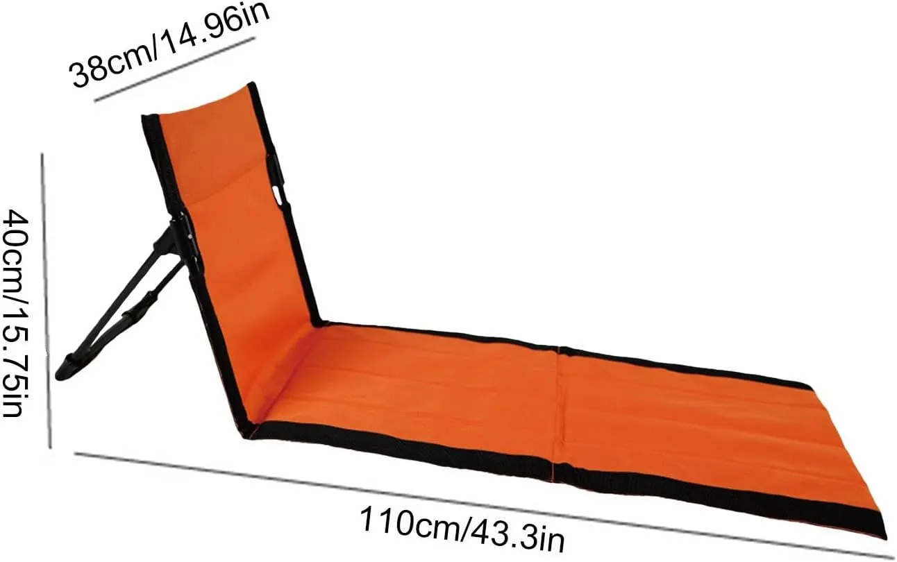 Beach Lounge Chair, Reclining Beach Mat, Camping Folding Chair, Beach Mat with Back Rest, Outdoors Relaxing Chairs Beach Mat with Backrest for Camping Beach Road Trips