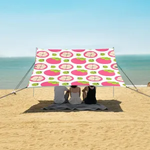 Beach Shade Tent with UPF50  UV Protection,Summer Mangosteen Exotic Fruits Lightweight Camping Sun Shelter for Outdoor,Camping Trips, Fishing, Backyard,Picnics,Easy Set Up and Carry 9x10.5 FT