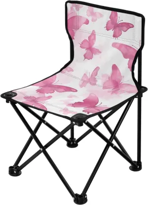 Beautiful Butterfly Portable Outdoor Folding Chair Anti-Slip Padded Oxford Cloth Stool Camping Chair Small for Beach Hiking Fishing Gardening Quad Camp Chair