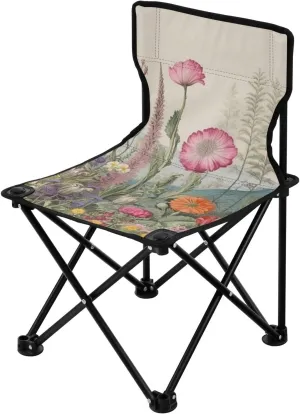 Beautiful Flowers Portable Outdoor Folding Chair Anti-Slip Padded Oxford Cloth Stool Camping Chair Small for Beach Hiking Fishing Gardening Quad Camp Chair