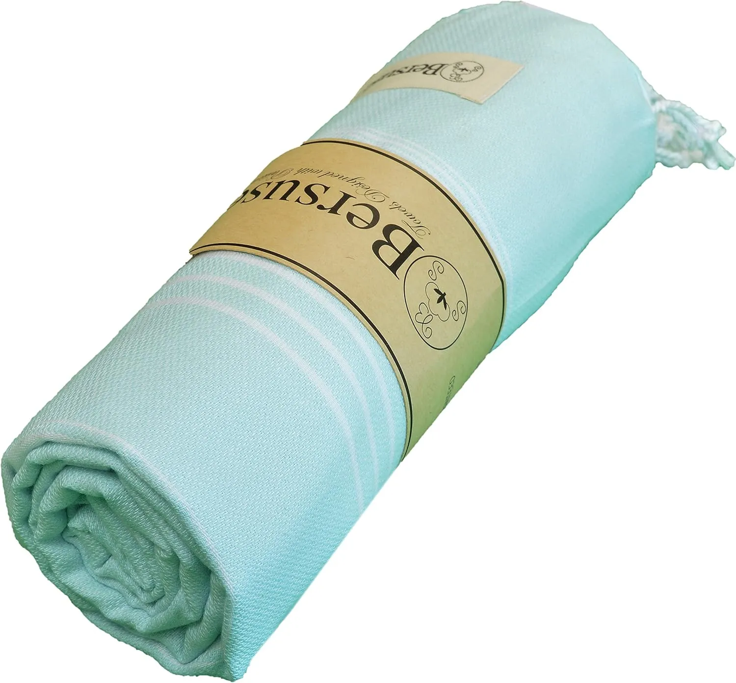 Bersuse Towels Anatolia XL Beach Blanket Throw Blanket Turkish Towel 100% Cotton Extra-Large Quick-Dry Lightweight Premium Peshtemal Towel - 61x82 Inches, Aqua Marine