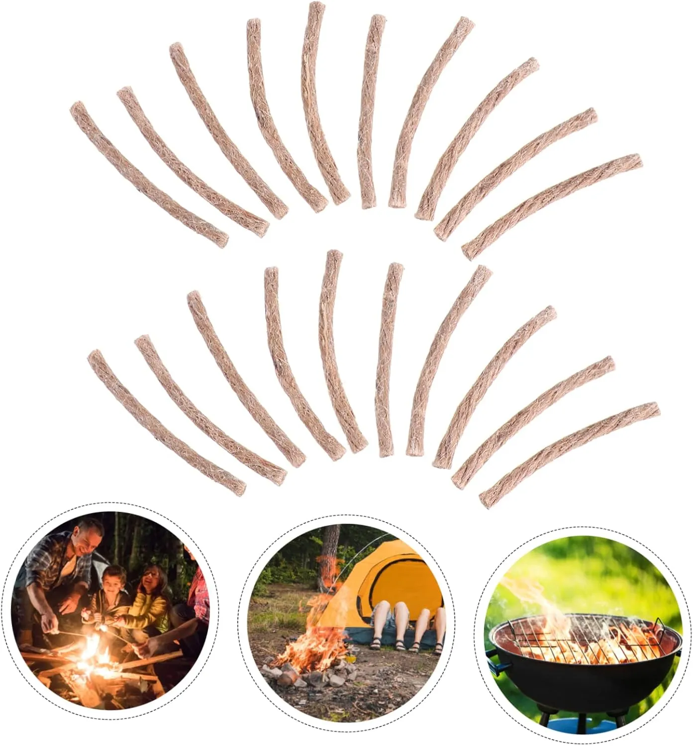 BESPORTBLE Picnic Barbecue Rope Bright Fire Rod Novelty Burner Survival Jute Fire Starter Hiking Fire Rope Camping