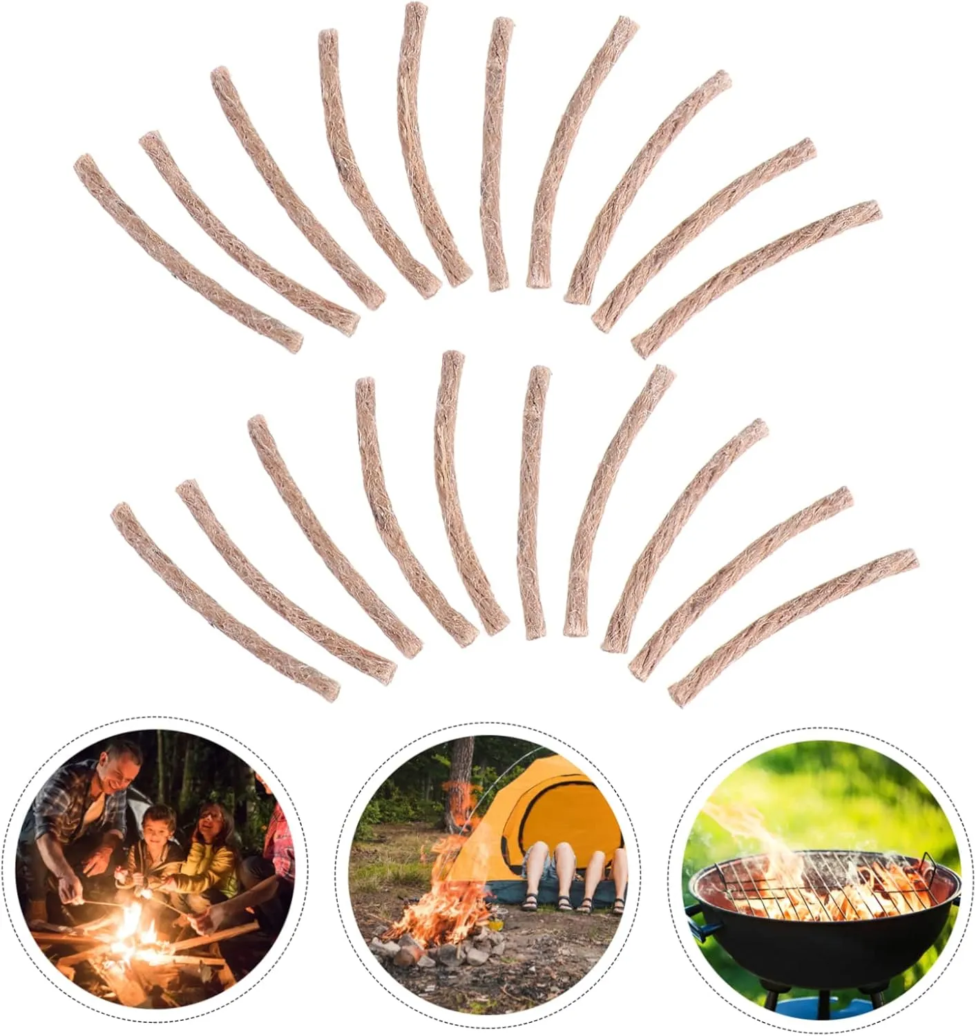 BESPORTBLE Picnic Barbecue Rope Bright Fire Rod Novelty Burner Survival Jute Fire Starter Hiking Fire Rope Camping