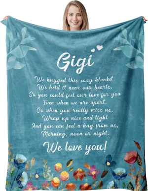 Best Gigi Ever Gifts, Gigi Birthday Gifts for Grandma from Grandkids, Granny Gifts, Grandmother Gift Throw Blanket 60”x50”