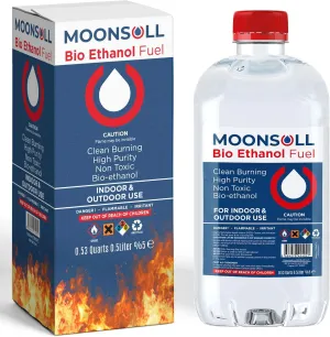 Bioethanol Fuel for Table top Fire Pit (0.5 Lt) Ethanol Fireplace Fuel, Bioethanol Fuel for Fireplaces, Indoor Fireplace (1 Pack 1/2 Quart)