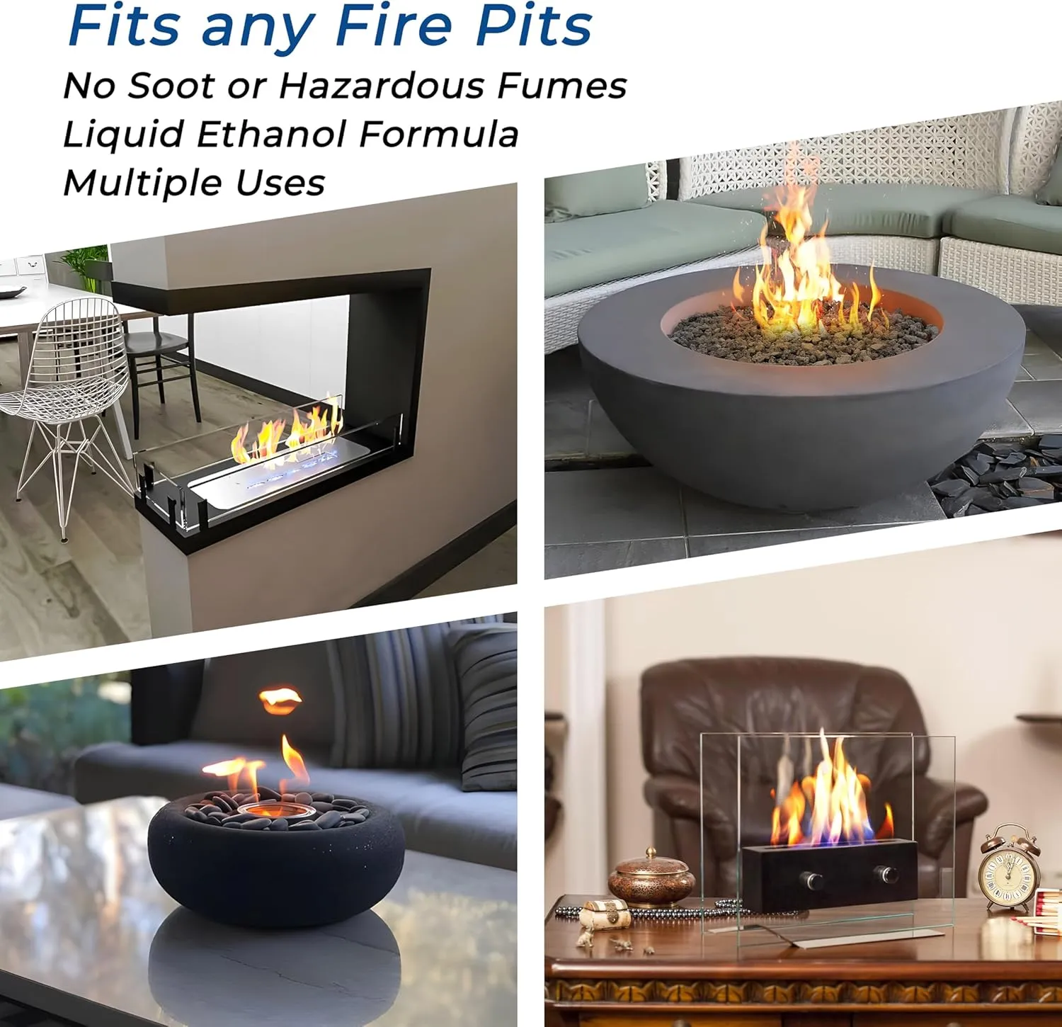 Bioethanol Fuel for Table top Fire Pit (0.5 Lt) Ethanol Fireplace Fuel, Bioethanol Fuel for Fireplaces, Indoor Fireplace (1 Pack 1/2 Quart)