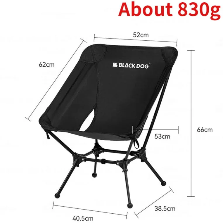BLACKDOG Ultralight Camping Chair – 830g Portable Folding Moon Chair with Foot Cover