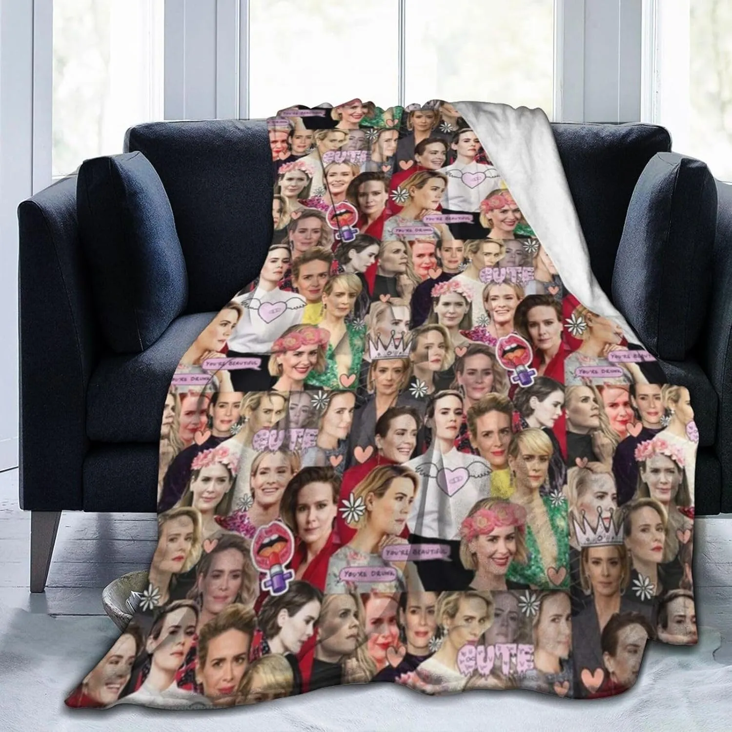Blanket Sarah Paulson Soft and Warm Lightweight Fluffy Throws Blankets Gift for Beach Yoga Bedroom Living Room Decoration Sofa Camping Trip Dorm Decor All Season