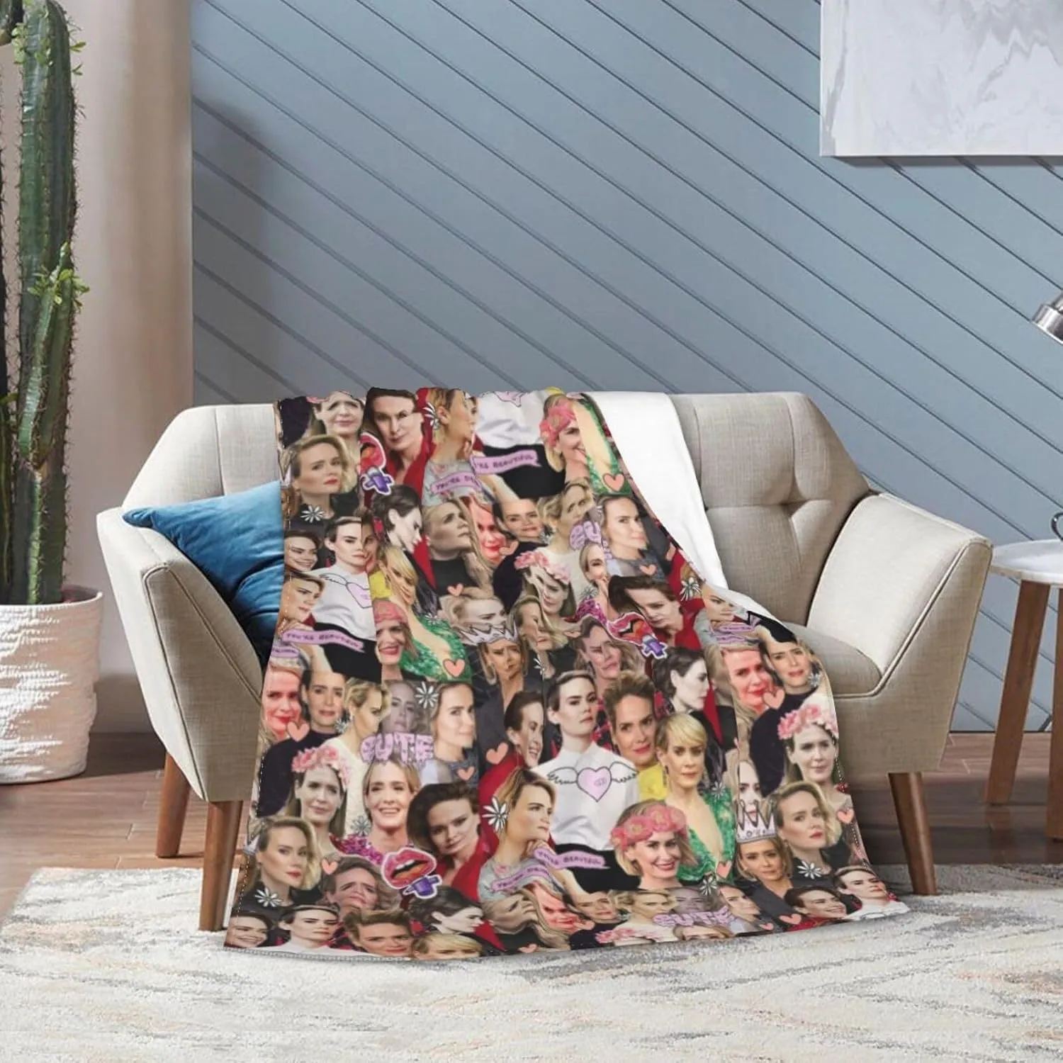 Blanket Sarah Paulson Soft and Warm Lightweight Fluffy Throws Blankets Gift for Beach Yoga Bedroom Living Room Decoration Sofa Camping Trip Dorm Decor All Season