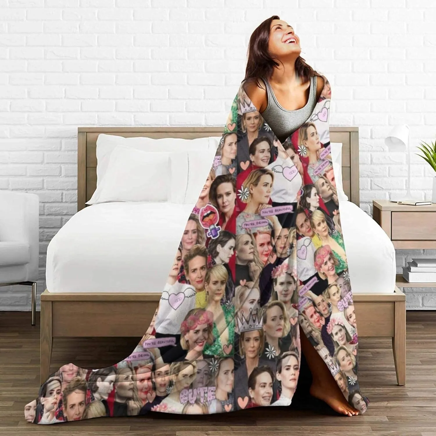 Blanket Sarah Paulson Soft and Warm Lightweight Fluffy Throws Blankets Gift for Beach Yoga Bedroom Living Room Decoration Sofa Camping Trip Dorm Decor All Season