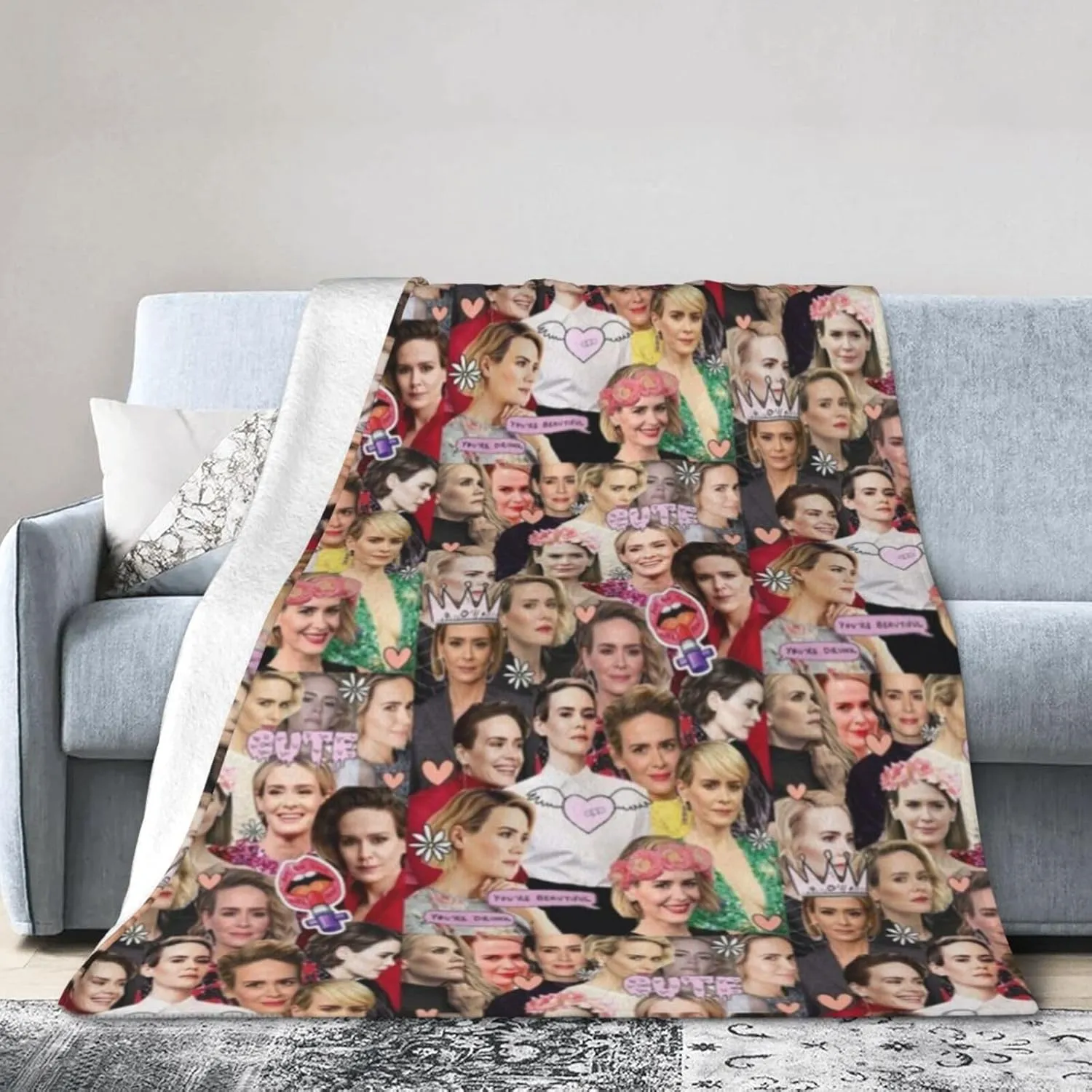 Blanket Sarah Paulson Soft and Warm Lightweight Fluffy Throws Blankets Gift for Beach Yoga Bedroom Living Room Decoration Sofa Camping Trip Dorm Decor All Season