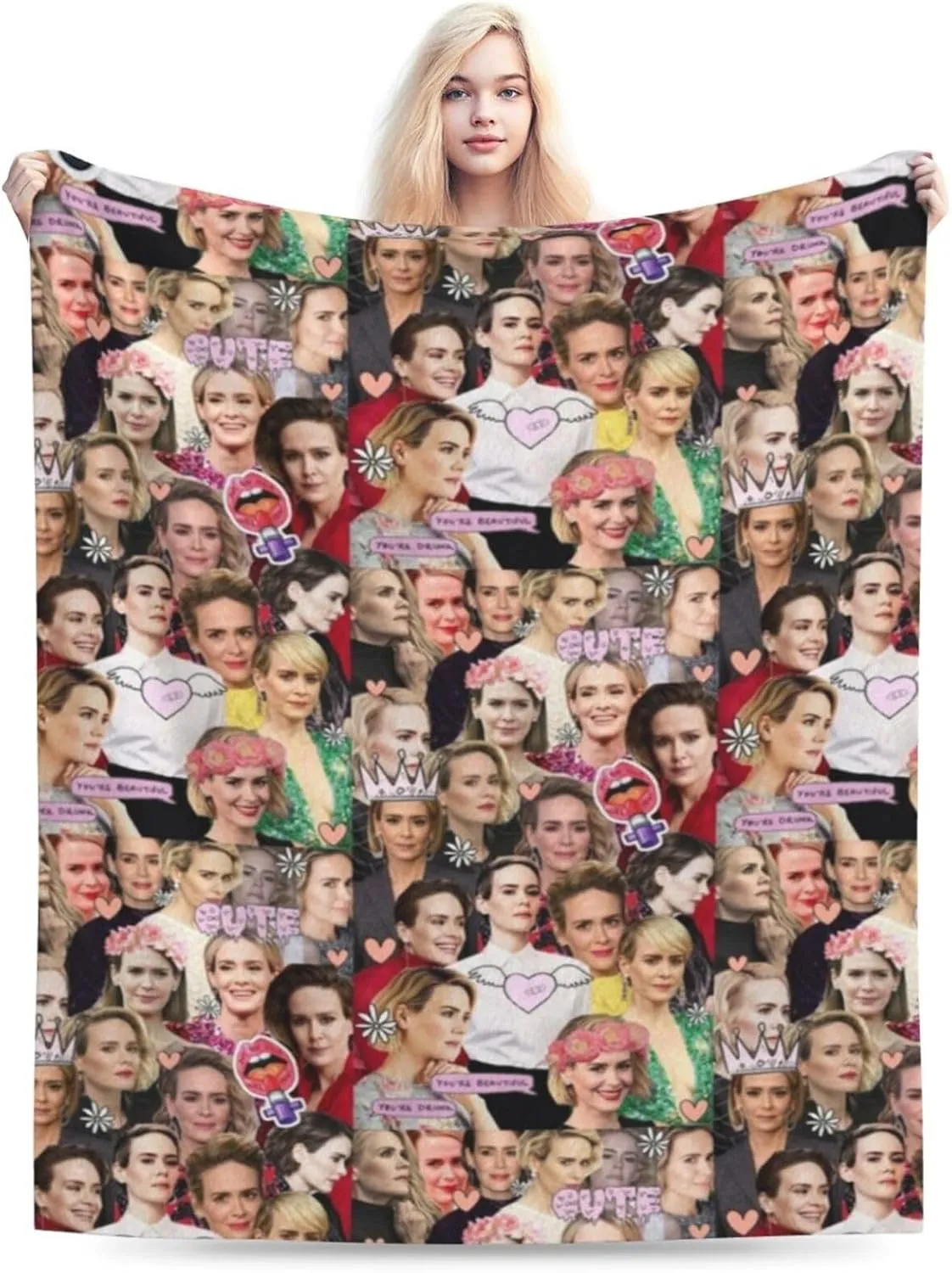 Blanket Sarah Paulson Soft and Warm Lightweight Fluffy Throws Blankets Gift for Beach Yoga Bedroom Living Room Decoration Sofa Camping Trip Dorm Decor All Season