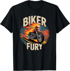 Blazing Skull Rider with Vintage Motorcycle T-Shirt