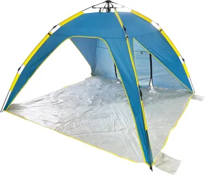 Bliss Hammocks BHT-A39-BY Pop-Up Beach Tent w/Carry Bag for Easy Travel, Sun Protection & Wind Resistant, Waterproof, Lightweight, Durable, Blue and Yellow