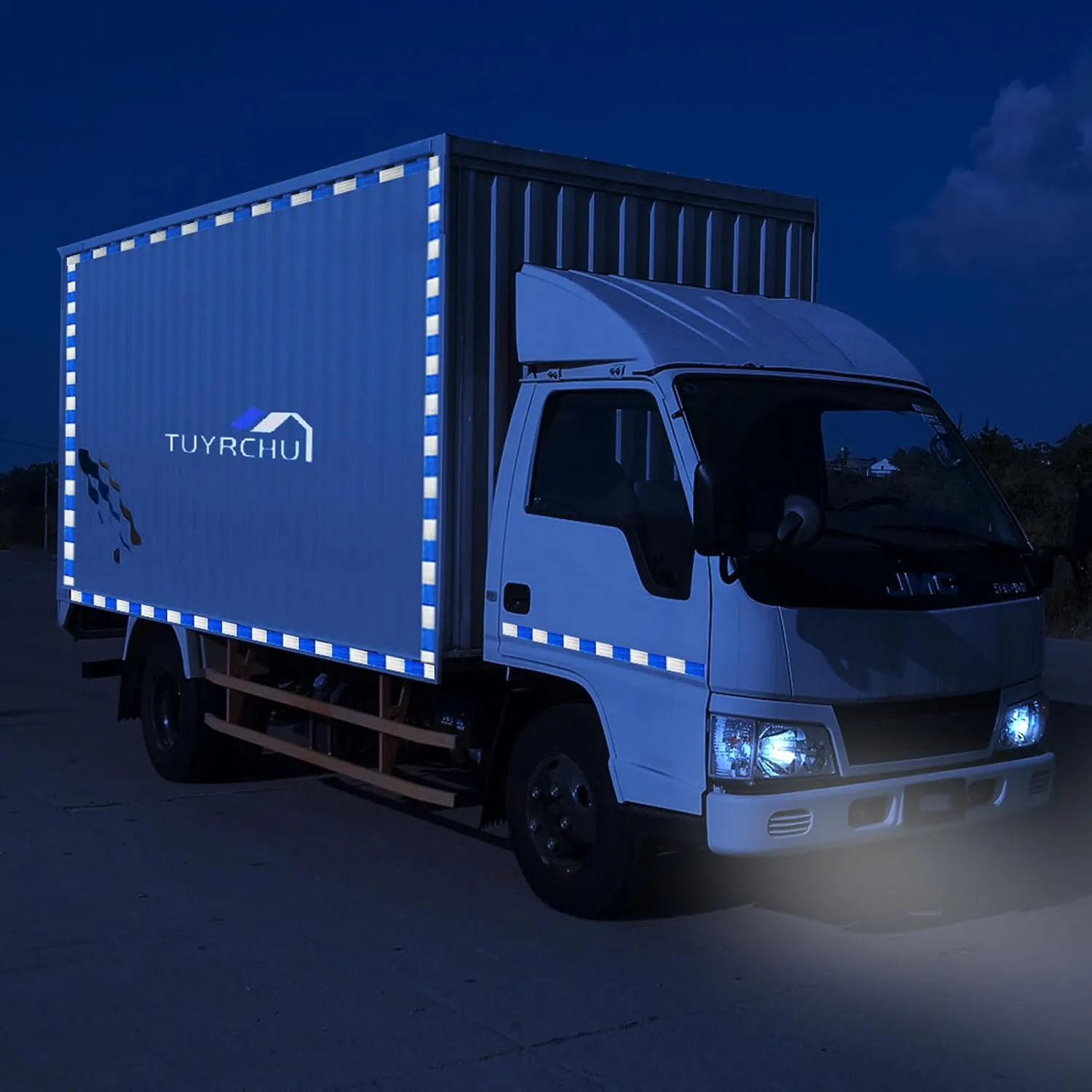 Blue White Reflective Tape 2 inch X 66 feet, Outdoor Waterproof High Visibility Warning Hazard Conspicuity Tape