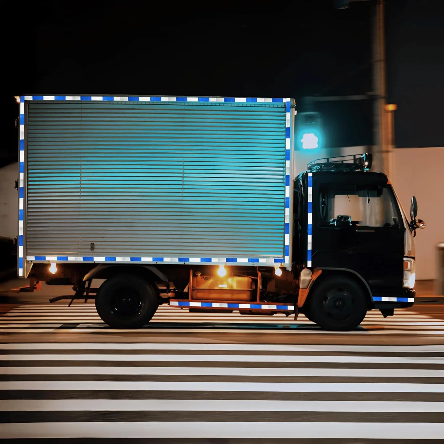 Blue White Reflective Tape 2 inch X 66 feet, Outdoor Waterproof High Visibility Warning Hazard Conspicuity Tape
