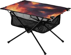 Bolaz Outdoor Folding Portable Picnic Camping Table-Fire Pattern 0,Storage Mesh for Camping Gear Accessories, Hiking, Mountaineering, Outdoor Travel