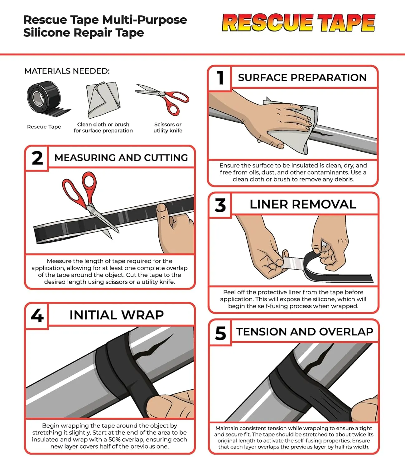 Bond It Rescue Tape, Self-Fusing Silicone Tape, Emergency Plumbing Pipe & Radiator Hose Repair, Electrical Insulation, Waterproof, 950PSI, 1" Width x 36' Length x 0.02" Thick, White