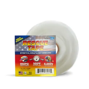 Bond It Rescue Tape, Self-Fusing Silicone Tape, Emergency Plumbing Pipe & Radiator Hose Repair, Electrical Insulation, Waterproof, 950PSI, 1" Width x 36' Length x 0.02" Thick, White