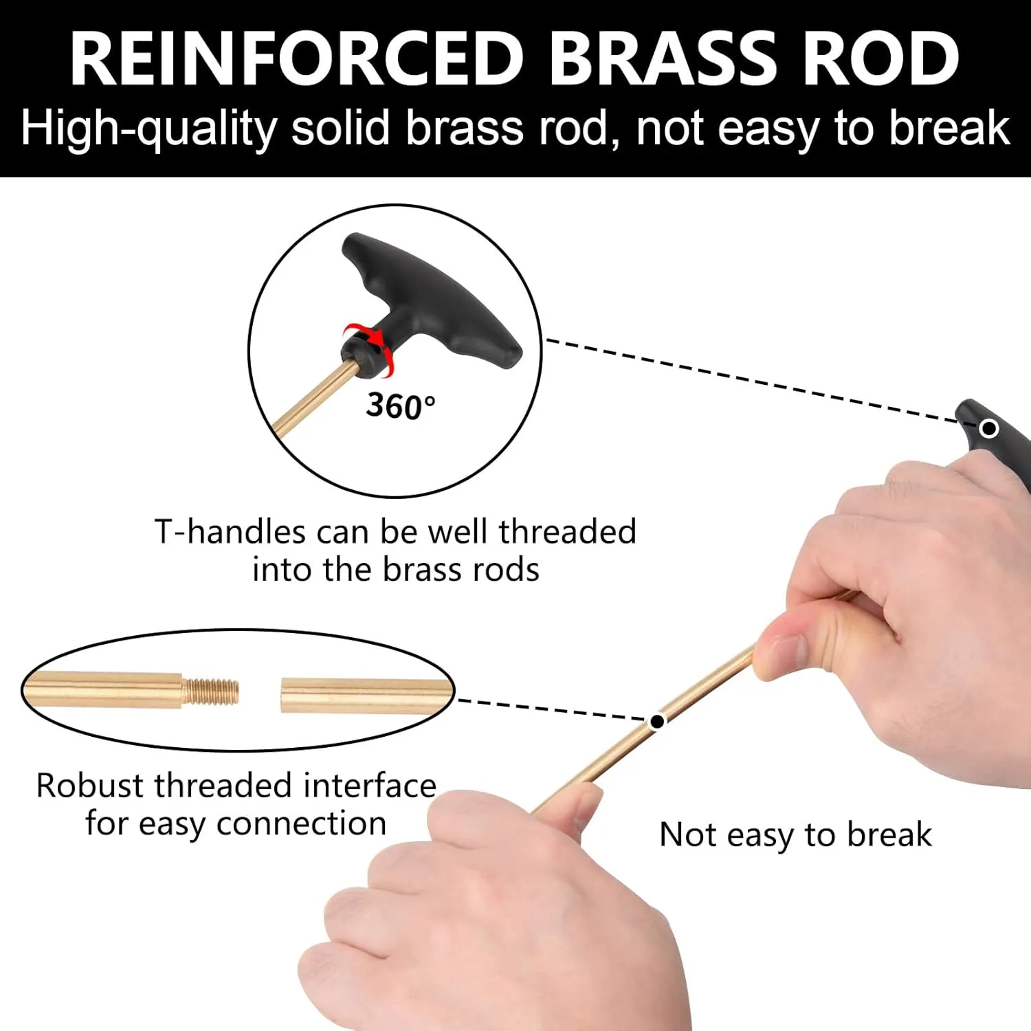 BOOSTEADY Universal Handgun Cleaning kit .22,.357,.38,9mm,.45 Caliber Pistol Cleaning Kit Bronze Bore Brush and Brass Jag Adapter